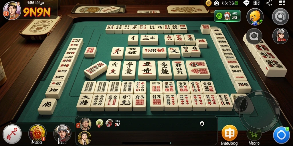 Tampilan gameplay yang seru di 9N9N dengan ubin Mahjong.