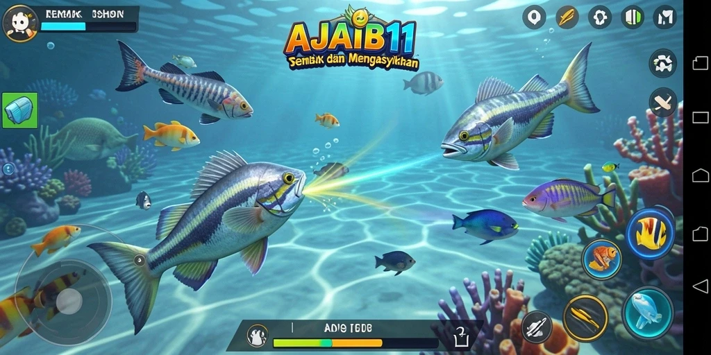 Tangkapan layar ini menunjukkan aksi seru dalam gameplay AJAIB11.