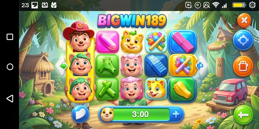 Tampilan menyenangkan dari gameplay Match-3 BIGWIN189.