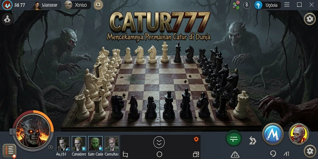 Tampilan gameplay CATUR777 dengan elemen horror yang menegangkan.