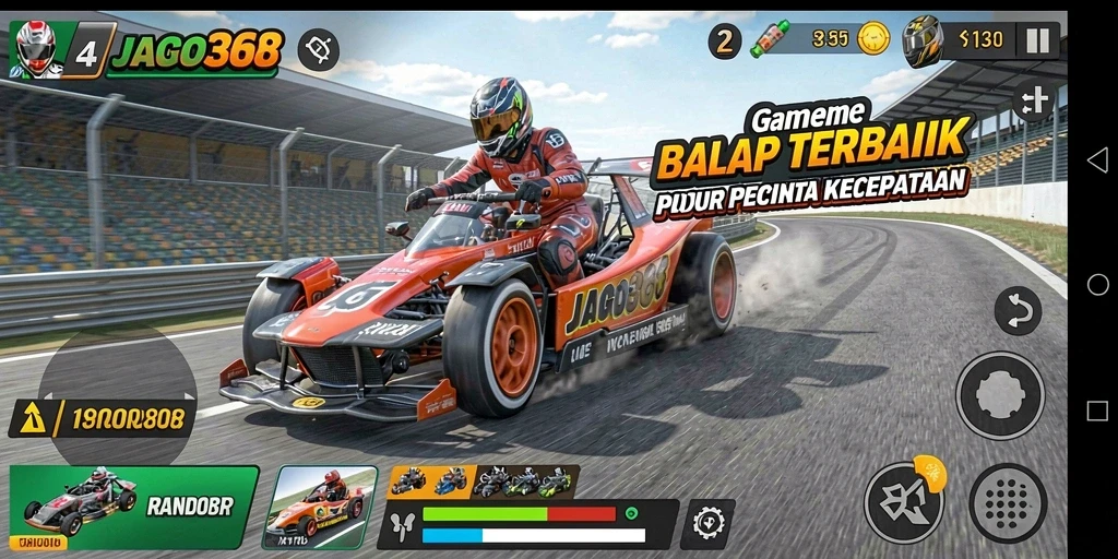 Tampilan gameplay balap JAGO368 yang seru dan menantang.