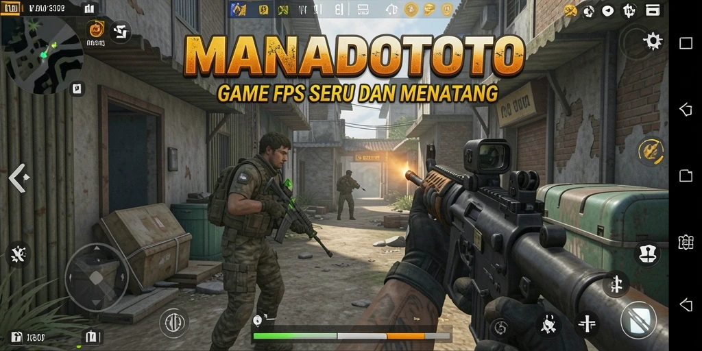 Screenshot utama MANADOTOTO menampilkan aksi seru dalam gameplay FPS.