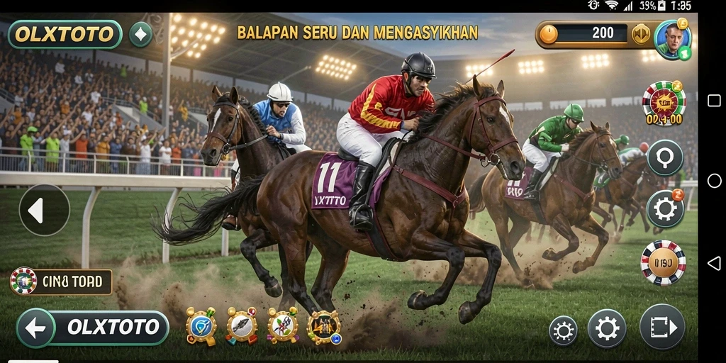 Tampilan gameplay OLXTOTO yang mendebarkan saat balapan di trek.