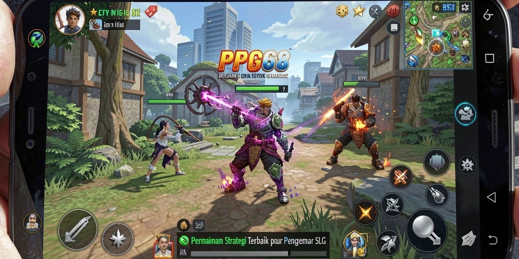 Screenshot menunjukkan gameplay SLG yang mengesankan dengan pertempuran strategi.