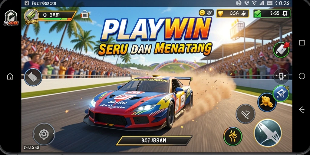 Tangkapan layar utama dari gameplay balap seru di PLAYWIN.
